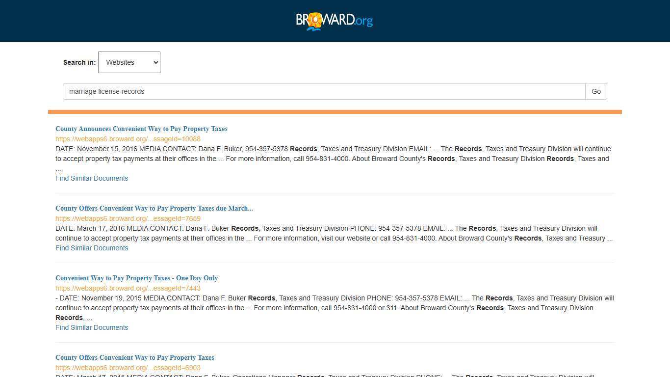Broward County Search: marriage license records
